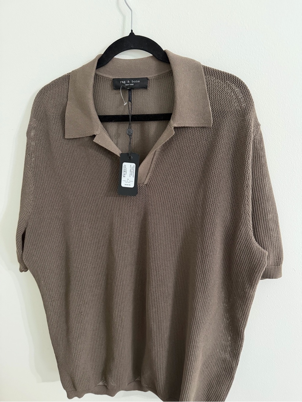 rag & bone Brown Willy Mesh Polo Shirt XL – New With Tags